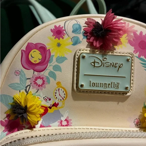 Loungefly Cream Alice in Wonderland Backpack - Picture 2 of 4